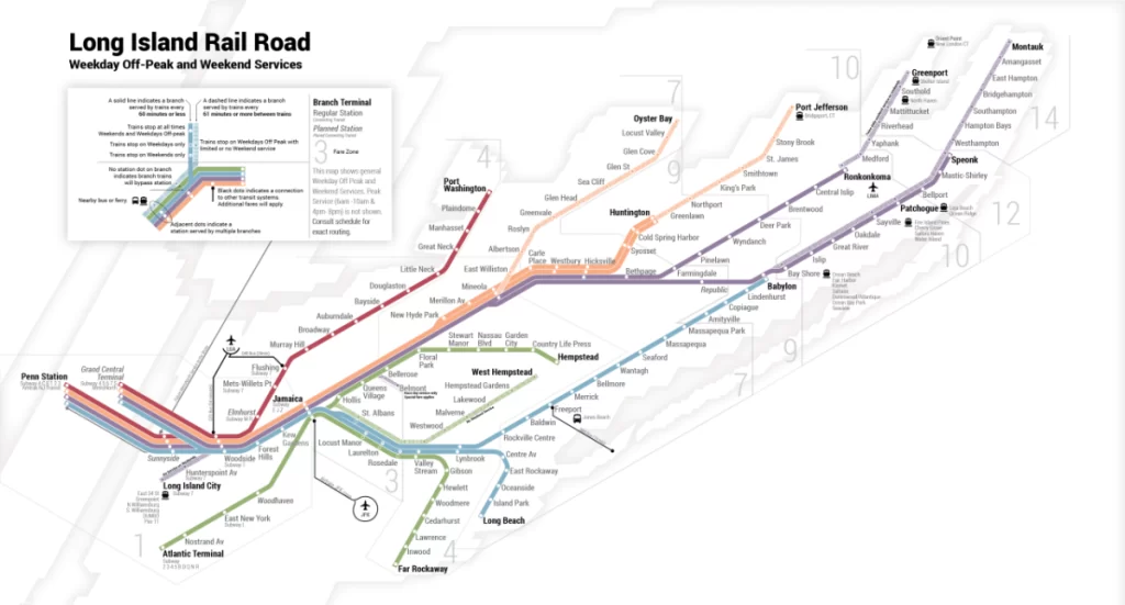 LIRR Map [MTA Long Island Rail Road Map with Zones & Stops]