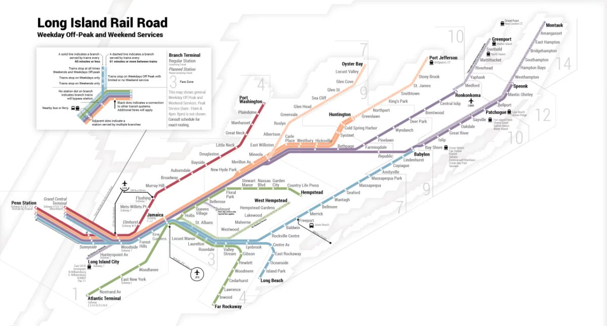 LIRR Map MTA Long Island Rail Road Map with Zones & Stops