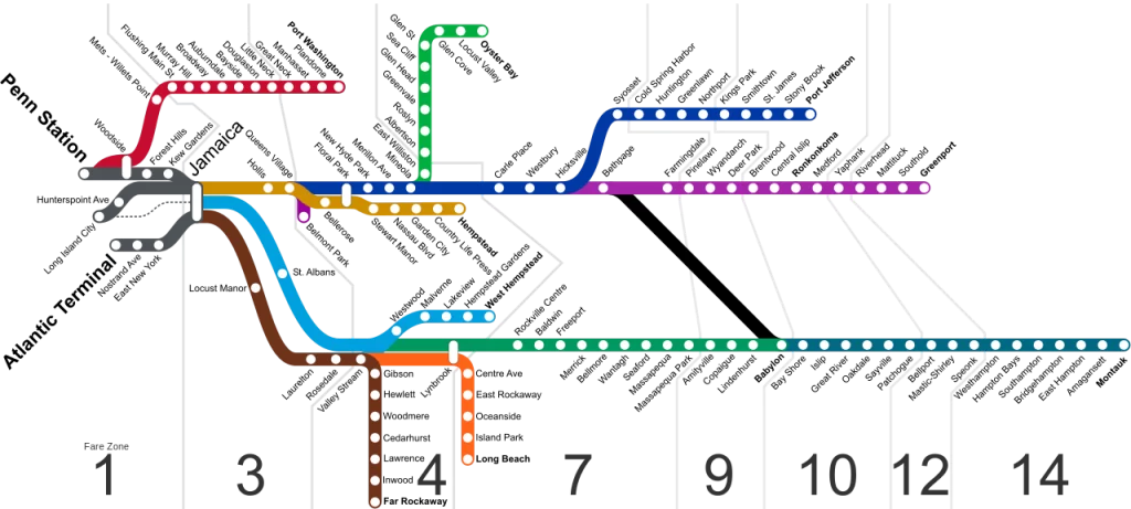 LIRR Stops Map by Branch